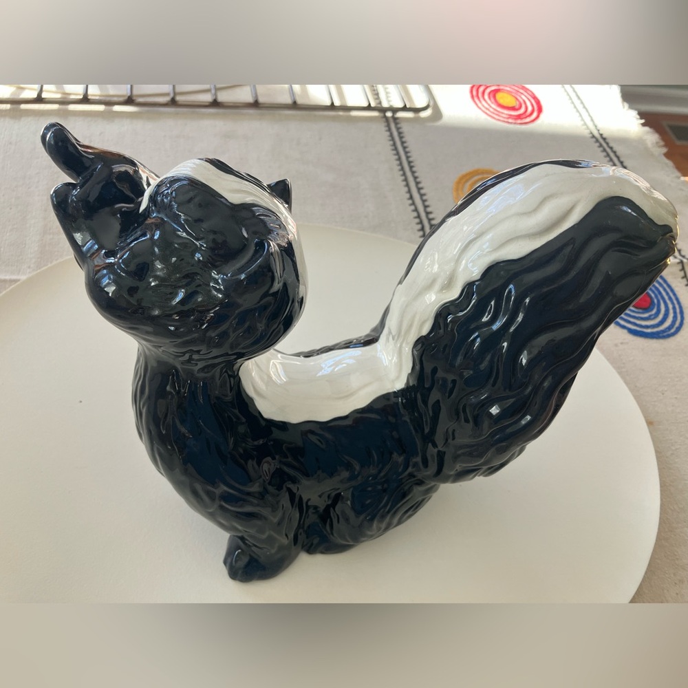 Black and White Ceramic Skunk Sculpture